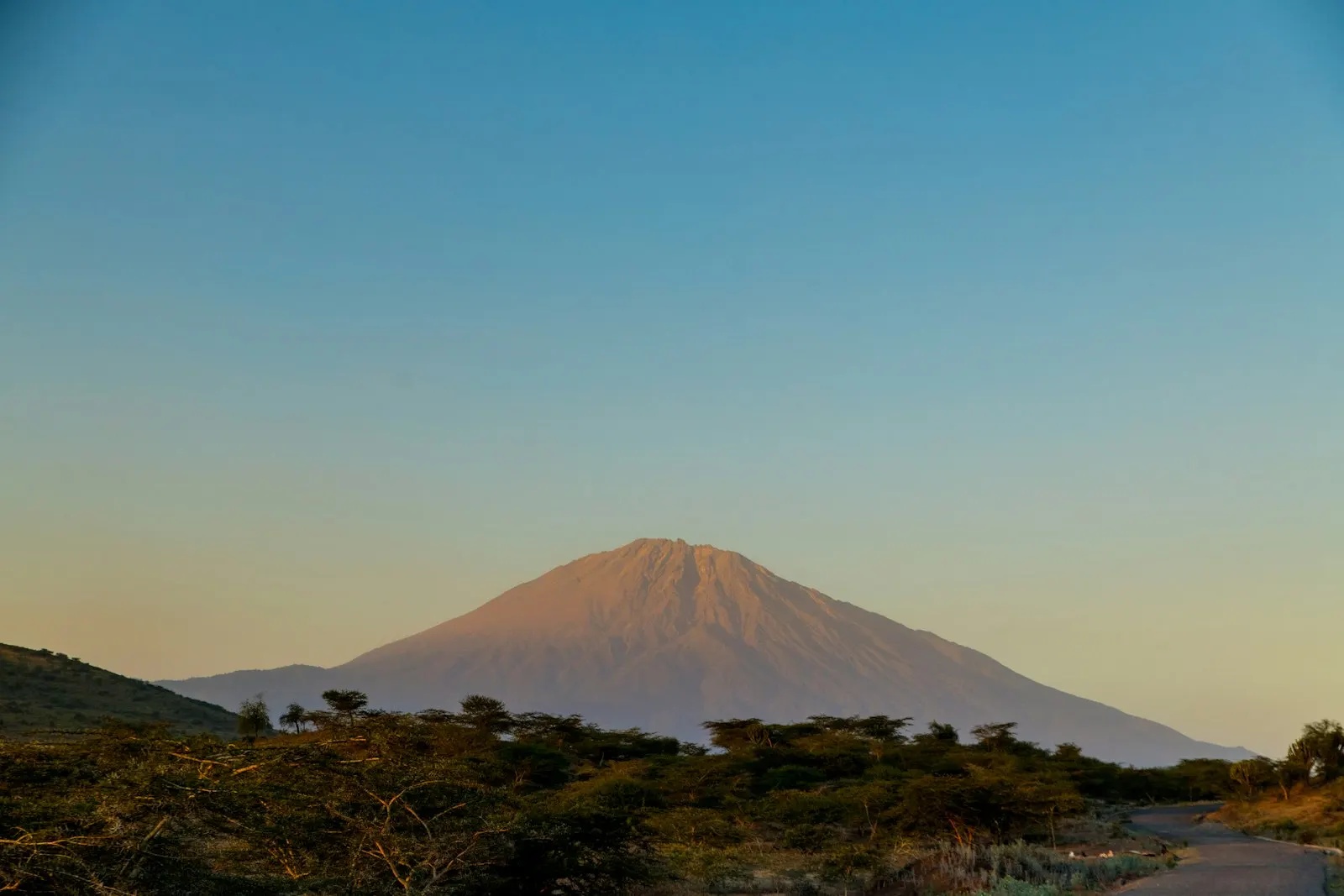 Mount Meru at sunset near Arusha